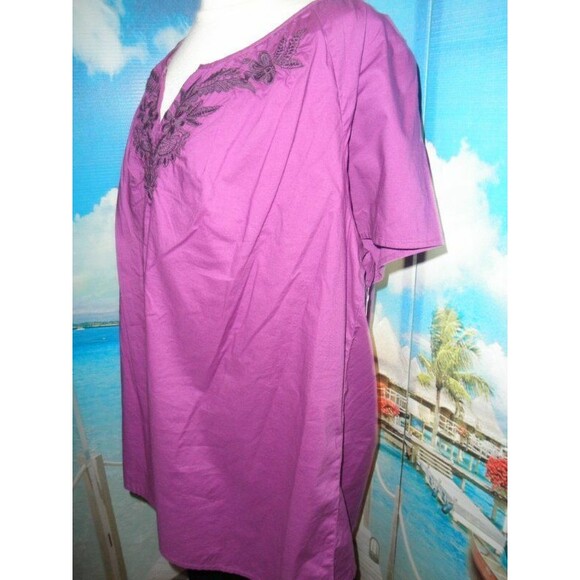 NEW by BASIC EDITIONS, GORGEOUS PURPLE PEASANT BLOUSE, TOP, SHIRT  PLUS SIZE 2X - Picture 7 of 12